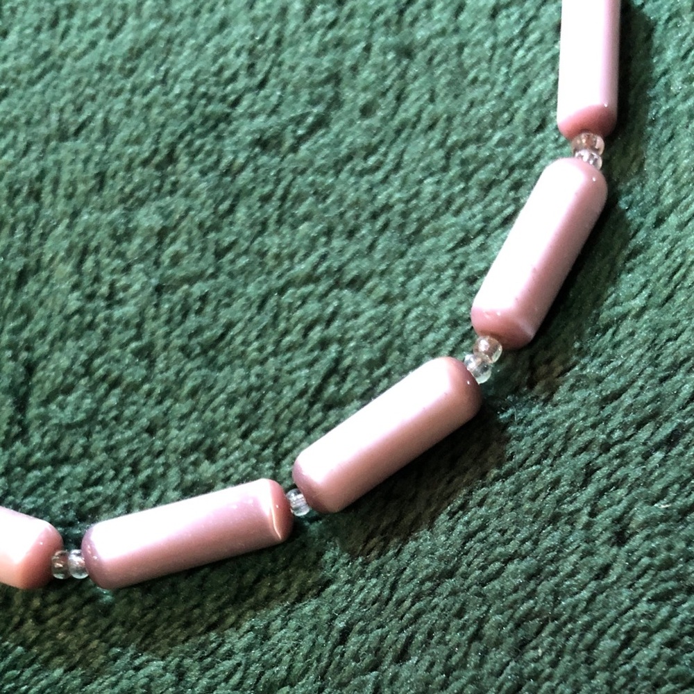 Estate Sale! Vintage Beaded Pink Jewelry w/ 3 Bracelets, 2 Earrings, & Necklace - Picture 14 of 16